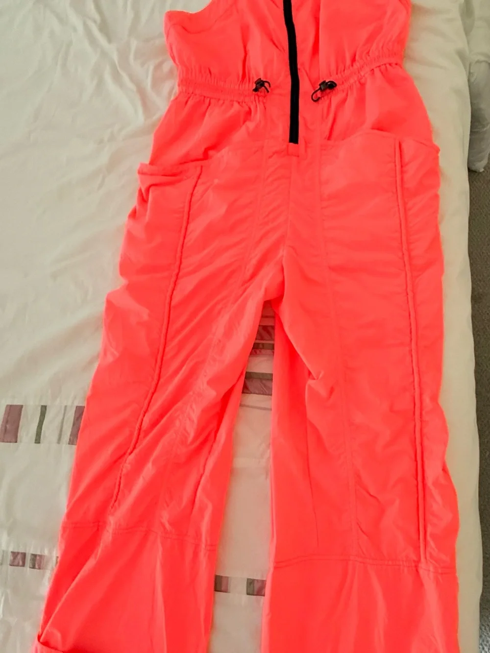 Free People Coral Neon/ orange Lightweight Utility Jumpsuit